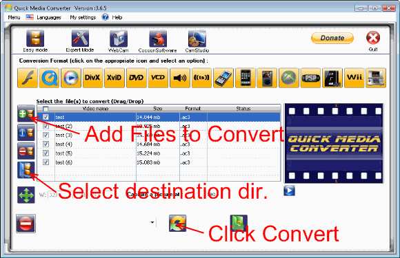 Procedure to convert different audio formats