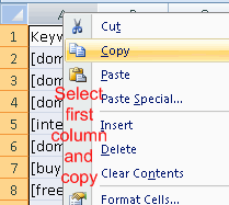 Select the keywords from list and copy