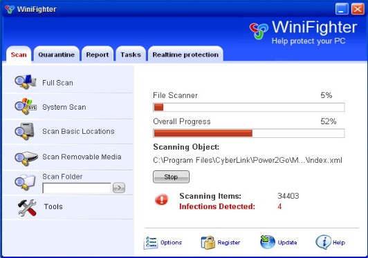 remove winifighter virus rogue software